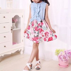 Summer New Girls Floral Design Skirt